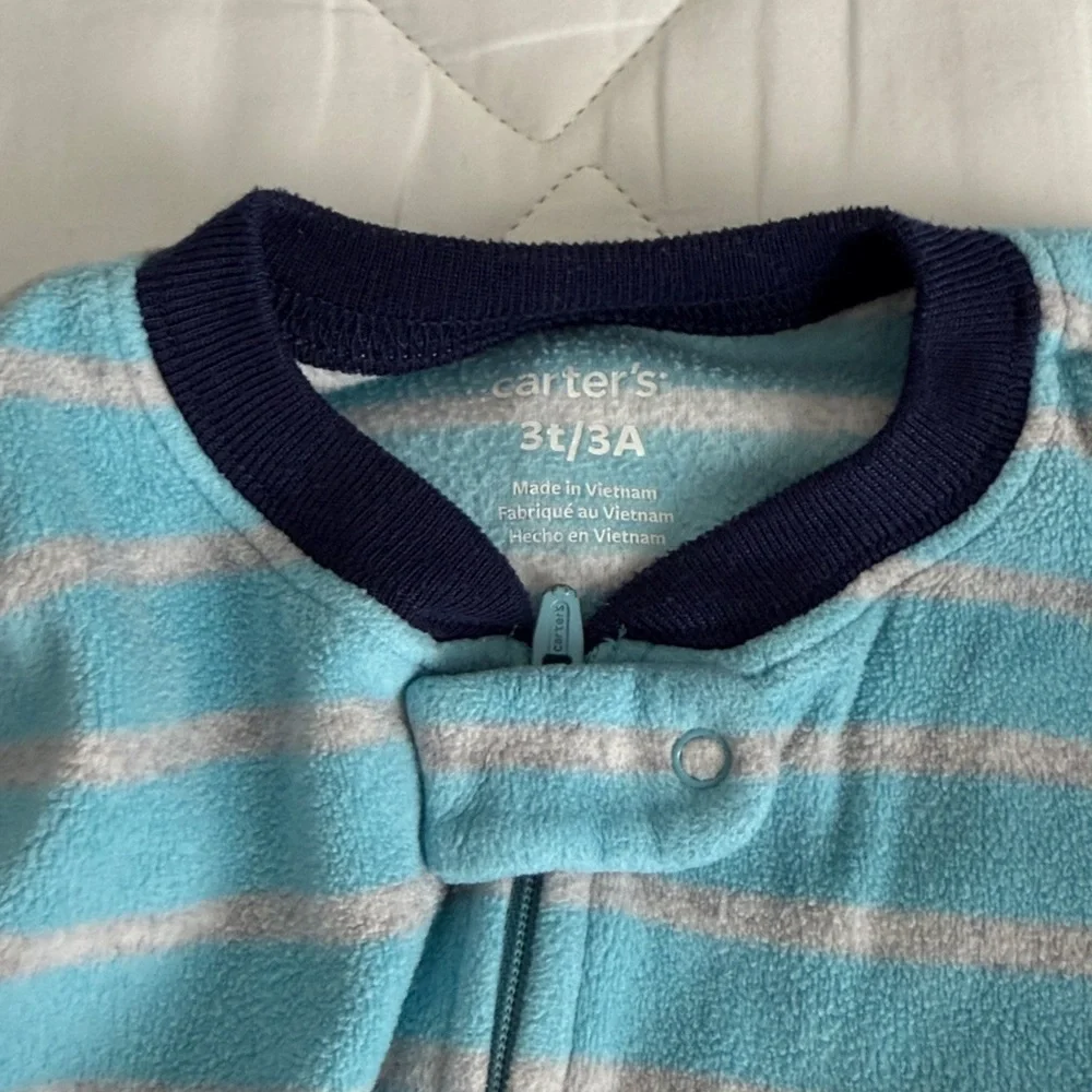 Carter's Blue and White Striped Footie with Submarine